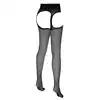 Cottelli Collection - Suspender Tights Black 3. Romantyczne, jedwabiste rajstopy z koronkowymi wycięciami i szeroką koronką w talii, idealne dla uwodzicielek