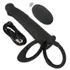 Black Velvets - Vibrating RC Double Fucker. Strapon męski, analny wibrator z pierścieniem na penisa i jądra, zapewniające intensywne doznania podwójnej penetracji