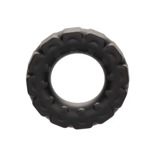 Calexotics - Alpha Prolong Tread Ring - czarny ring na penisa wykonany z silikonu. Popraw erekcję!
