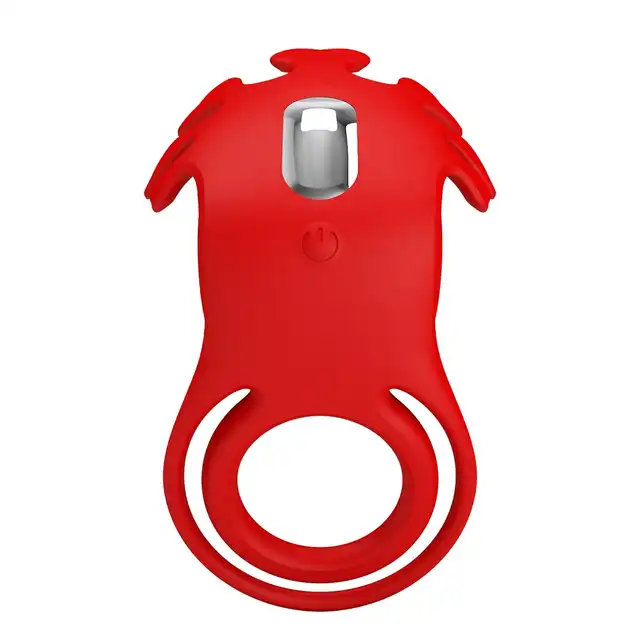Pretty Love - Rubin Vibrant Penis Ring. Podwójny wibrujący ring na penisa ze stymulatorem łechtaczki w kształcie serc, genialny walentynkowy gadżet