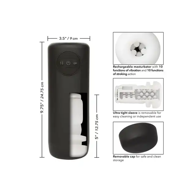 CalExotics - Vibro Thruster Stroker. Masturbator o super stymulacyjnych funkcjach wibracji, pulsacji, eskalacji i ruchu posuwistego, niesamowite doznania
