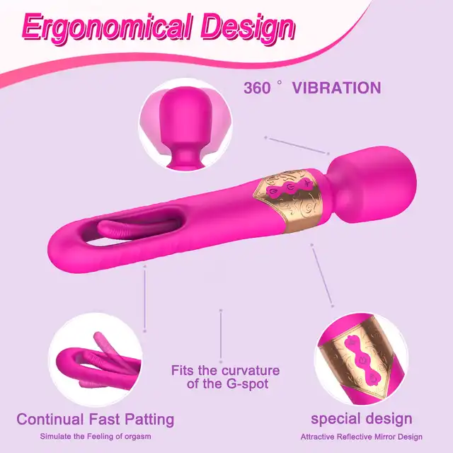 Boys Series - Ellie Flicker Finger Slap Av Wand. Wyjątkowy podwójny wibrator magiczna różdżka z wibrującym trzonem z ruchomym języczkiem