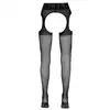 Cottelli Collection - Suspender Tights Black 3. Romantyczne, jedwabiste rajstopy z koronkowymi wycięciami i szeroką koronką w talii, idealne dla uwodzicielek