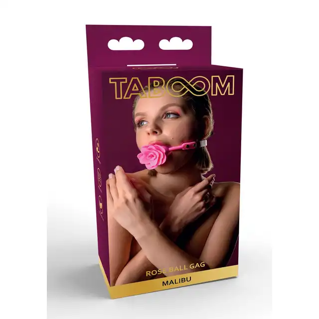 Taboom - Malibu Rose Ball Gag Pink. Knebel w kształcie róży, zapewnia bezpieczne i komfortowe dopasowanie, zwiększając poczucie bezradności i podniecenia fizycznego