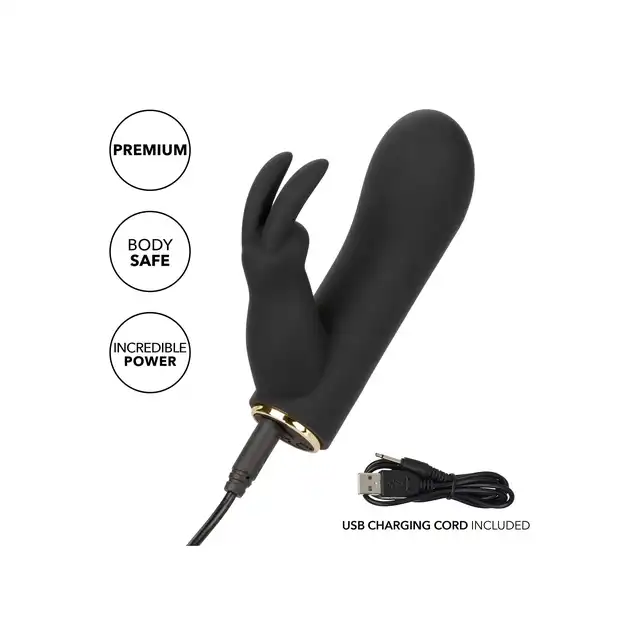 CalExotics - Raven Bunny. Mini wibrator podwójny z króliczkiem do łechtaczki, zanurz się w rozkoszach podwójnej stymulacji 