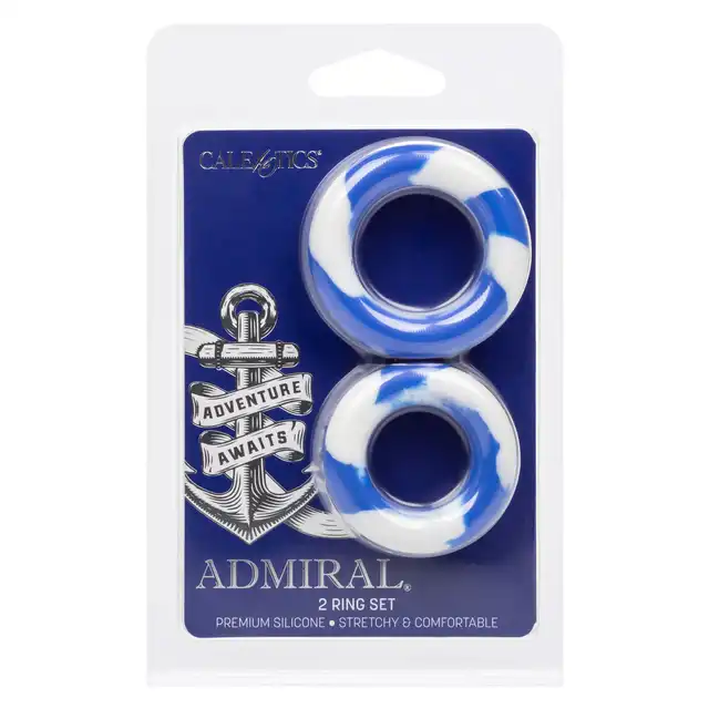 Admiral - 2 Ring Set. Zestaw dwóch silikonowych pierścieni erekcyjnych o różnych średnicach, podwójne wzmocnienie erekcji