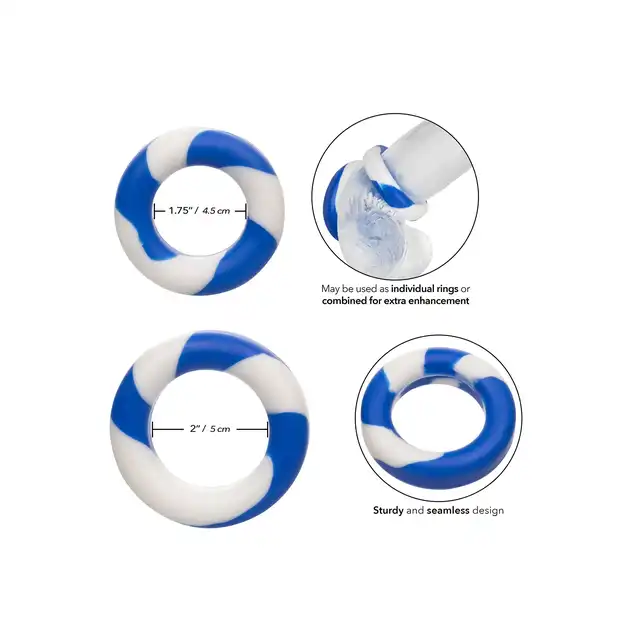 Admiral - 2 Ring Set. Zestaw dwóch silikonowych pierścieni erekcyjnych o różnych średnicach, podwójne wzmocnienie erekcji