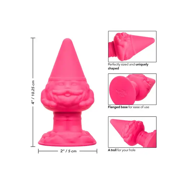 CalExotics - Anal Gnome Butt Plug. Różowy korek analny o unikalnym kształcie krasnala ogrodowego, Twój mały analny przyjaciel