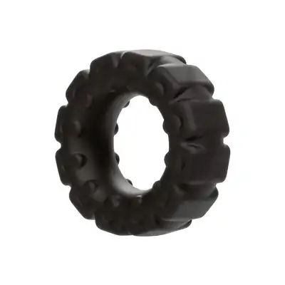 Calexotics - Alpha Prolong Tread Ring - czarny ring na penisa wykonany z silikonu. Popraw erekcję!