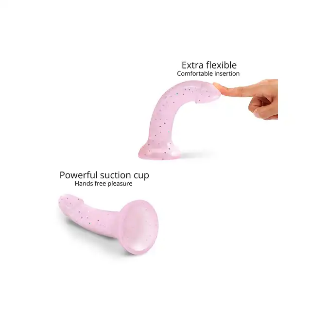 Love to Love - Dildoll Starlight - różowe dildo z silikonu z dodatkiem brokatu w kształcie gwiazd! 