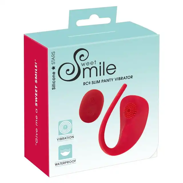 Sweet Smile - RC Slim Panty Vibrator Red. Wibrator bieliźniany, pieści srom, łechtaczkę i odbyt, zapewniając dyskretną przyjemność dzięki 7 trybom wibracji