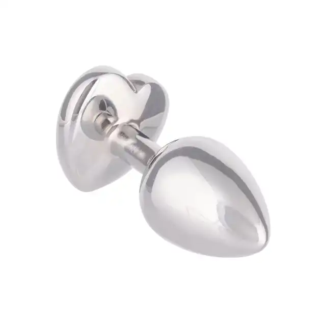 CalExotics - Jewel Small Ruby Heart Plug. Metalowy korek analny z czerwonym serduszkiem w podstawie, wtyczka o zaokrąglonym kształcie
