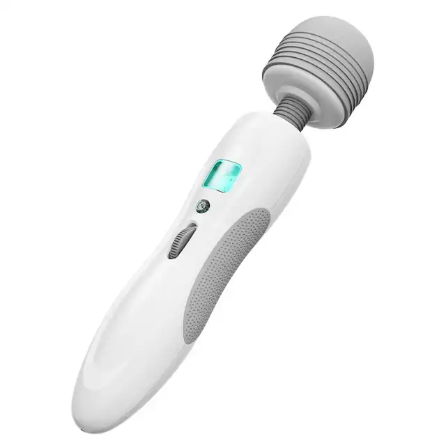 B-Series - LED AV Wand USB. Magiczna różdżka z 8 trybami pracy w kolorze białym z szarymi dodatkami. Świetna elastyczna główka. 