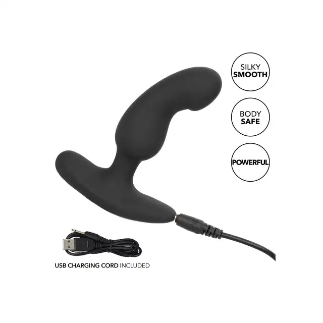 CalExotics - Rechargeable Curved Probe. Wibrujący stymulator prostaty z wyjątkową i ergonomiczną krzywizną, gładki wodoodporny materiał