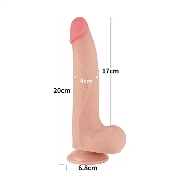 LoveToy - 8.5'' Sliding Skin Dual Layer Dong Flesh. Realistyczne dildo o żylastym trzonie i zarysowanej żołędzi, mocna przyssawka i podwójna gęstość materiału