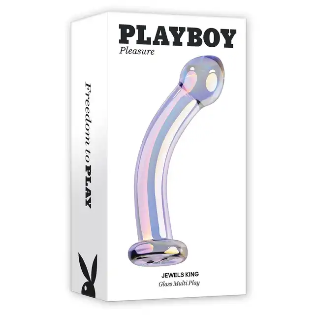 Playboy - Jewels King. Kryształowe szklane dildo o idealnie stymulującej krzywiźnie, imponujący rozmiar i ergonomiczna konstrukcja