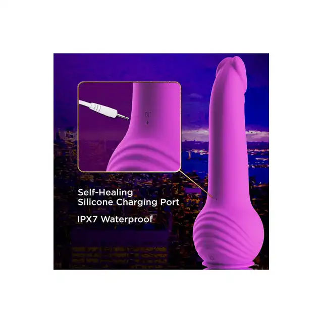 Blush - Impressions New York Gyroquake Dildo Purple. Ruchomy wibrator o realistycznym designie i ekscytujących funkcjach ruchu posuwistego i wibracji