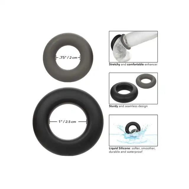 Calexotics - Alpha Prolong Set Of 2 - zestaw ringów erekcyjnych na penisa. Wydłuż i popraw swoją erekcję 