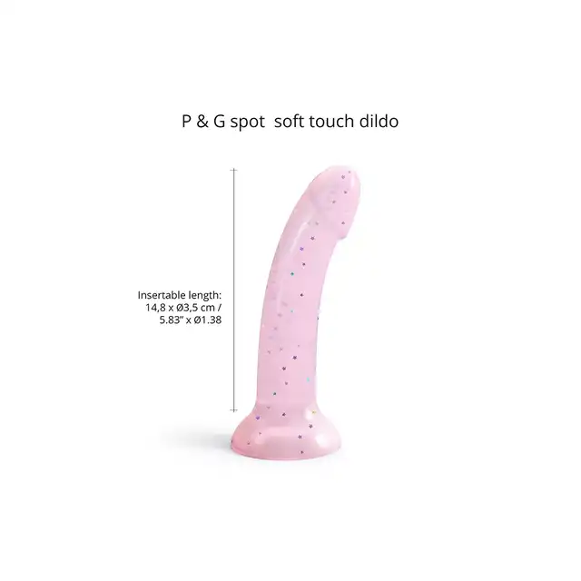 Love to Love - Dildoll Starlight - różowe dildo z silikonu z dodatkiem brokatu w kształcie gwiazd! 