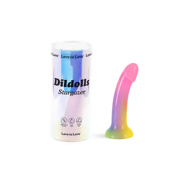 Love to Love - Dildoll Stargazer - wielokolorowe dildo z silikonu z dodatkiem brokatu! 