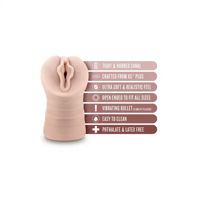 Blush - Enlust Destini Vibrating Stroker Beige. Realistyczna pochwa dziewczyny AI z wibrującym bulletem do spełniania fantazji erotycznych