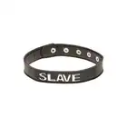 X-Play - Slave 2029. Skórzana obroża z błyszczącym metalowym napisem "Slave" to idealny gadżet dla miłośników BDSM