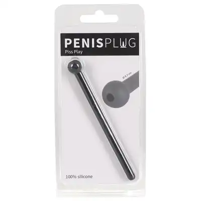 Penisplug - Penis Plug Piss Play black. Silikonowy dilator do cewki moczowej z wydrążonym środkiem