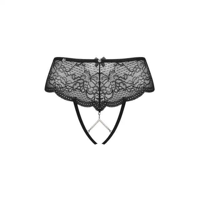 Obsessive - Pearlove Panties XS/S. Zmysłowe majteczki z dziurką i perełkami, podkreśl swoją kobiecość i pewność siebie