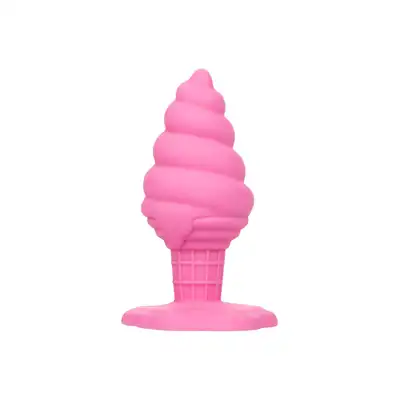 CalExotics - Yum Bum Ice Cone Butt Plug. Różowy korek analny o wyjątkowym kształcie lodów w rożku, miękki, gładki i trwały