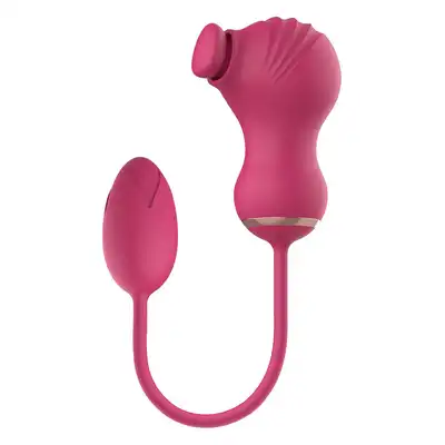 Dreamtoys - Flexible Dual Stimulator. Niesamowity różowy pulsujący stymulator łechtaczki z wibrującym jajeczkiem, podwójna przyjemność