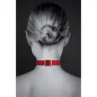 Bijoux Pour Toi - Choker with Ring Red. Obroża ozdobna na szyję w kolorze krwistej czerwieni, elegancka biżuteria BDSM zdobiona zawieszką w kształcie koła