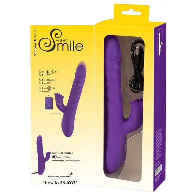 Sweet Smile - Thrusting and Rotating Pearl Vibrator. Wibrator pulsujący z rotacją i stymulacją łechtaczki z języczkiem