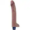 Lovetoy - Real 11 " Long Softee Vibrator. Duży, super realistyczny wibrator w brązowym kolorze z żylastą strukturą, silne wibracje w dużym rozmiarze