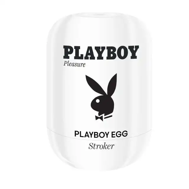 Playboy – Egg Stroker. Mini biały masturbator w formie jajeczka ze stymulującym, spiralnie żebrowanym rękawem