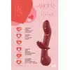 Amour – Flexible G-Spot Duo Vibe LouLou. Ciemnoczerwony wibrator z króliczkiem do punktu G z zakrzywioną główką i wygodną rączką