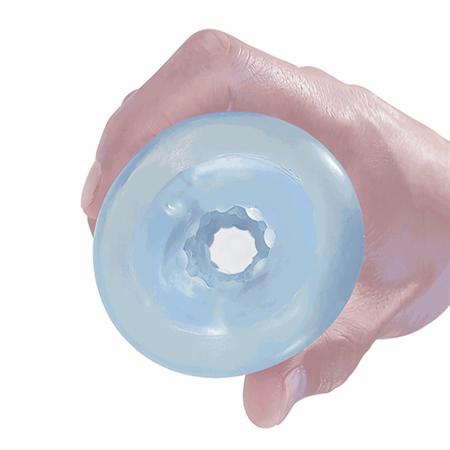 Pretty Love - Transparent Masturbator Blue. Przezroczysty masturbator męski z żebrowaną strukturą i stymulacyjną kulką wewnątrz