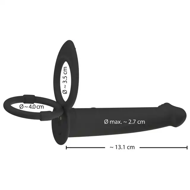 Black Velvets - Vibrating RC Double Fucker. Strapon męski, analny wibrator z pierścieniem na penisa i jądra, zapewniające intensywne doznania podwójnej penetracji