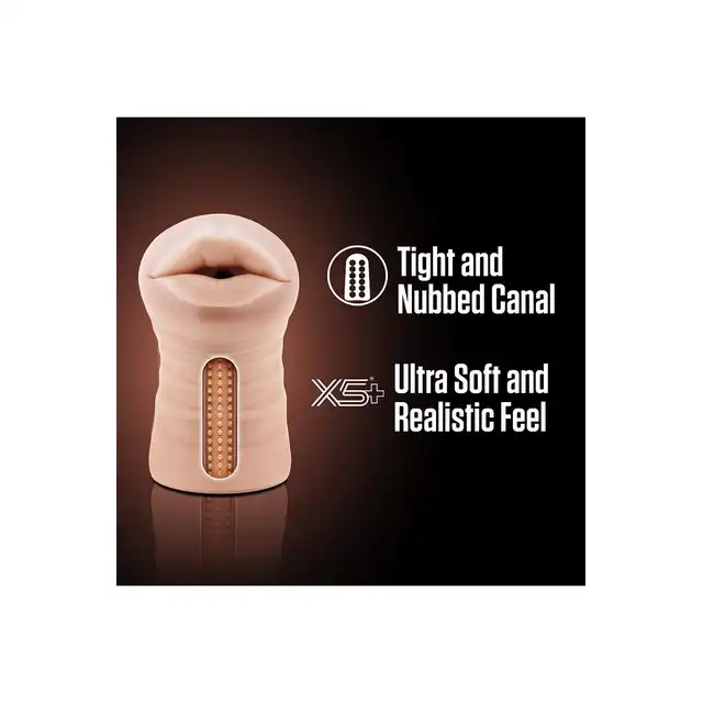 Blush - Enlust Nicole Vibrating. Realistyczny masturbator z mini wibratorem w zestawie, inspirowany soczystymi ustami kochanki AI
