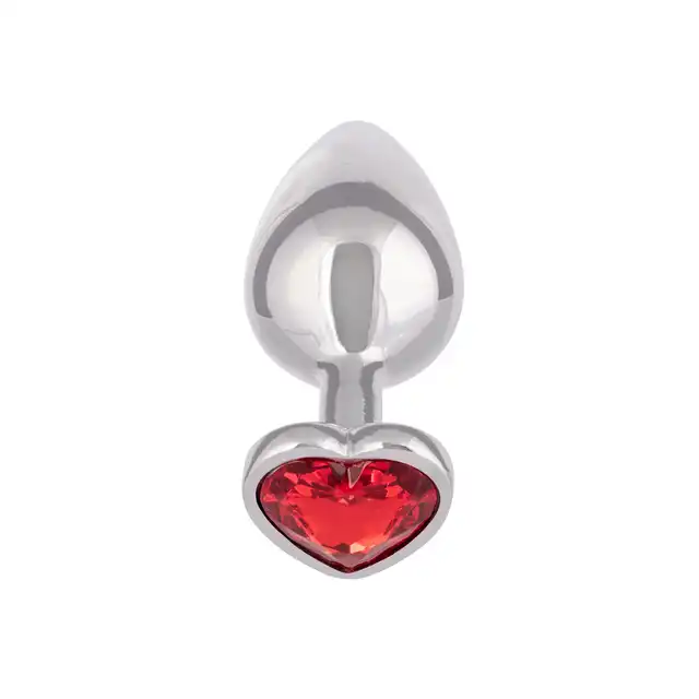 CalExotics - Jewel Large Ruby Heart Plug. Metalowy korek analny z czerwonym serduszkiem w podstawie, wtyczka o zaokrąglonym kształcie