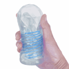Pretty Love - Transparent Masturbator Blue. Przezroczysty masturbator męski z żebrowaną strukturą i stymulacyjną kulką wewnątrz