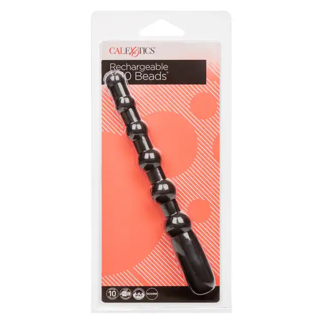 CalExotics - Rechargeable X-10 Beads. Wibrator analny o stopniowanej strukturze koralików, elastyczna konstrukcja z intensywnymi wibracjami