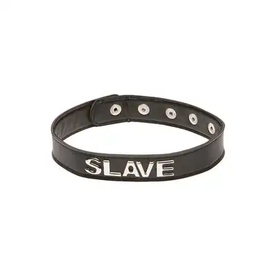 X-Play - Slave 2029. Skórzana obroża z błyszczącym metalowym napisem "Slave" to idealny gadżet dla miłośników BDSM