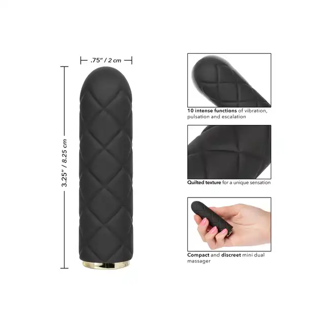 CalExotics - Raven Quilted Seducer. Mini wibrator o pikowanym wykończeniu z 10 ekscytującymi trybami wibracji i funkcją blokady w podróży