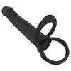 Black Velvets - Vibrating RC Double Fucker. Strapon męski, analny wibrator z pierścieniem na penisa i jądra, zapewniające intensywne doznania podwójnej penetracji