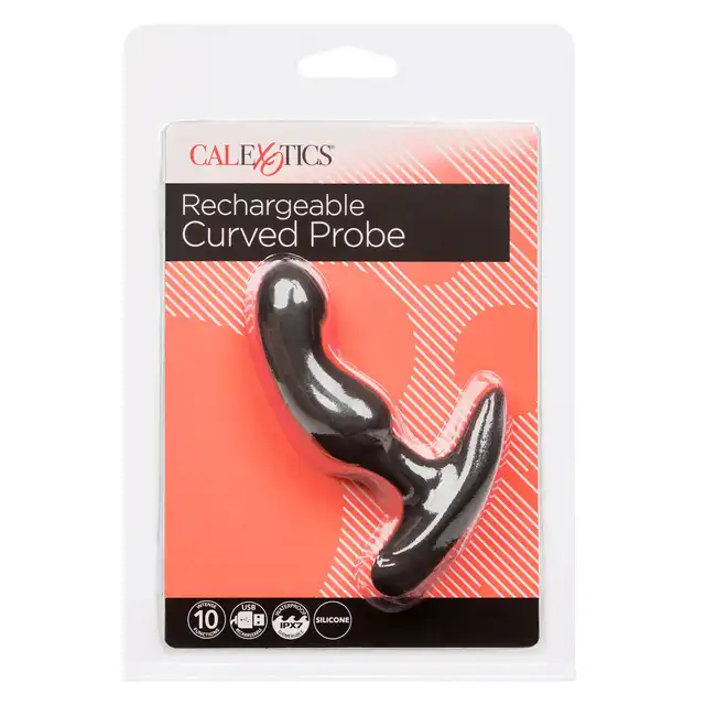 CalExotics - Rechargeable Curved Probe. Wibrujący stymulator prostaty z wyjątkową i ergonomiczną krzywizną, gładki wodoodporny materiał