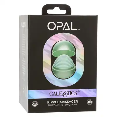 CalExotics - Opal Ripple Massager Green. Prążkowany masażer do stymulacji łechtaczki i innych miejsc erogennych, perłowo miętowe etui