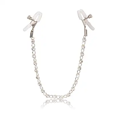Calexotics - Crystal Chain Nipple Clamps White. Klamerki na sutki, zapewniają niezapomniane doznania dzięki regulowanemu naciskowi, solidnej konstrukcji oraz eleganckiemu designowi