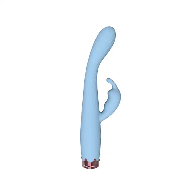Bseries -  Dual Vibrator Light Blue. Smukły wibrator do stymulacji punktu G i łechtaczki, podwójna stymulacja 