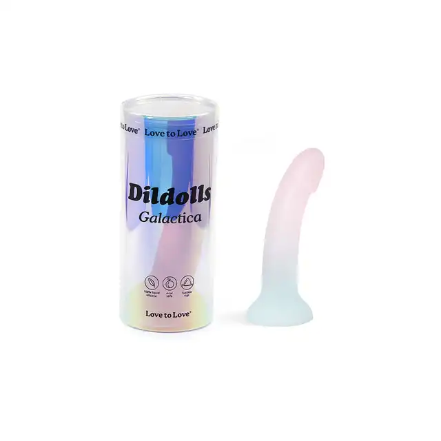 Love to Love - Dildoll Galactica - dwukolorowe dildo z silikonu z dodatkiem srebrnego brokatu