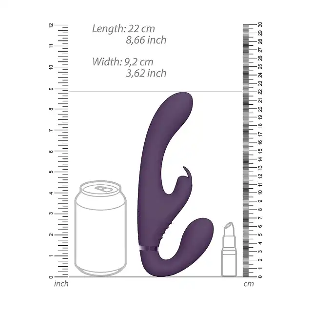 Vive - Suki Vibrating Strapless Strap-on Rabbit Purple. Wibrujący strapon bezuprzężowy, intensywna stymulacja dla obu partnerów 